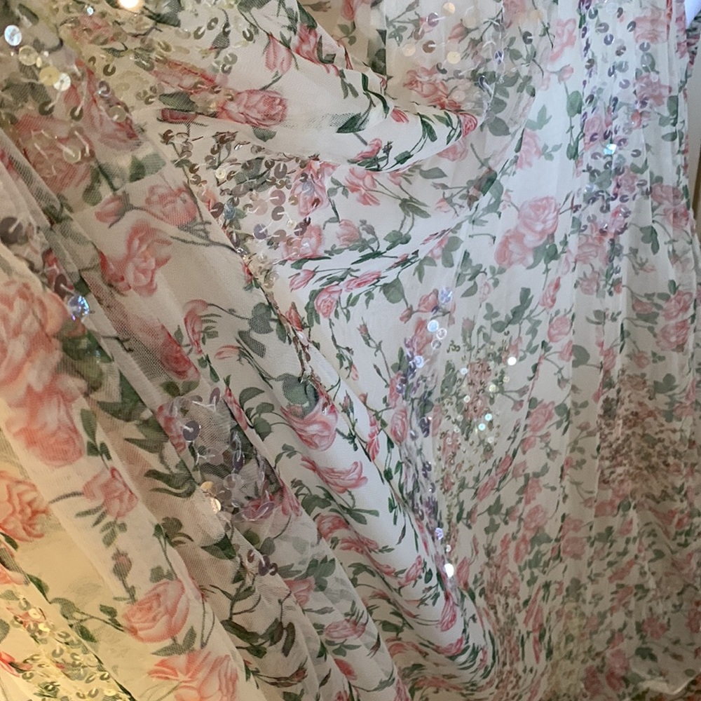 Mac Duggal Sequined Floral Print Cutout Lace-Up Gown Anthropologie - Picture 7 of 14